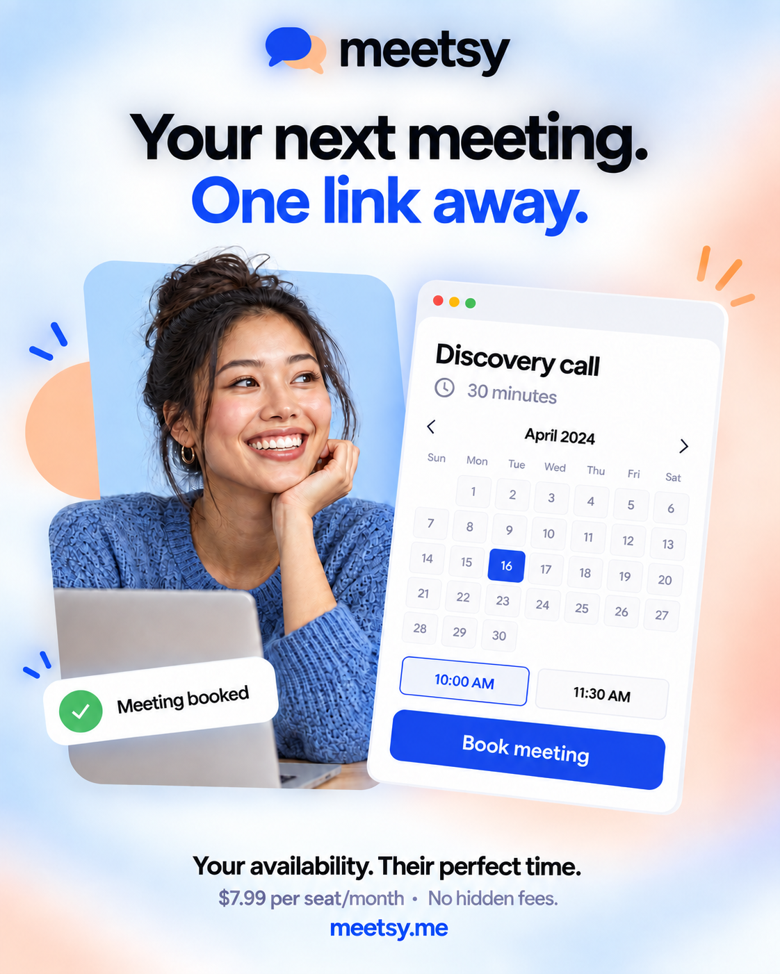 Meetsy one-link meeting booking campaign